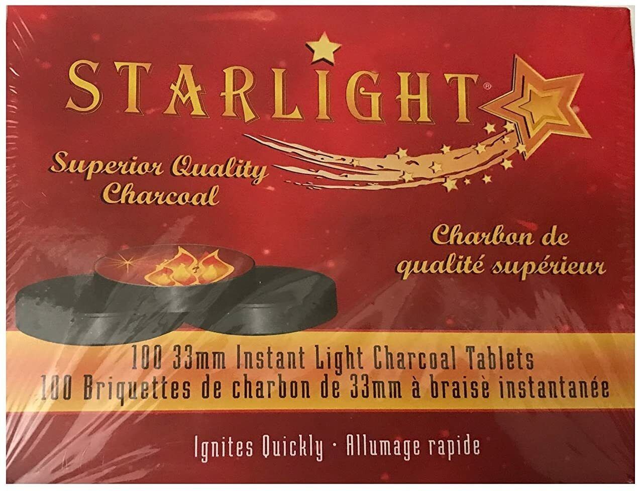 STARLIGHT Charcoal 33 mm Premium Hookah Incense Round Charcoal Coals 100 Count