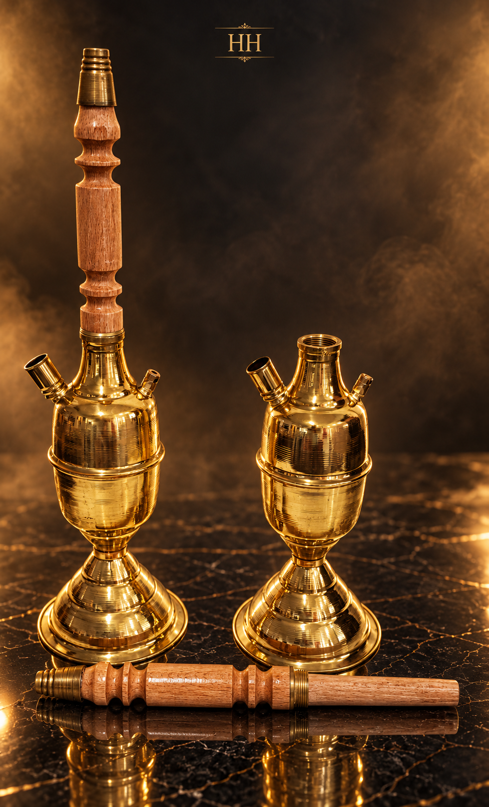 Kuza handmade brass and wood Hookah Hour